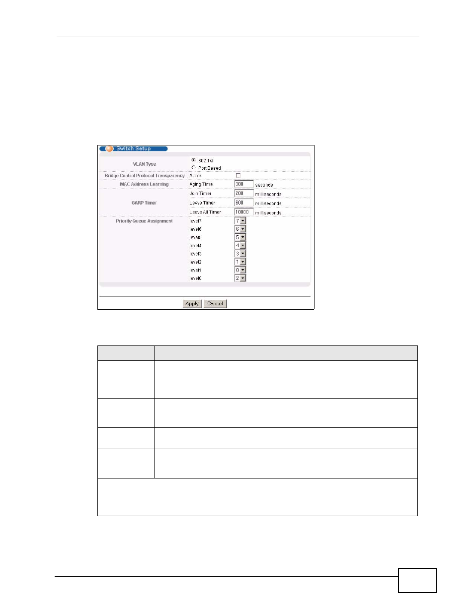 5 switch setup screen | ZyXEL Communications XGS-4728F User Manual | Page 85 / 426