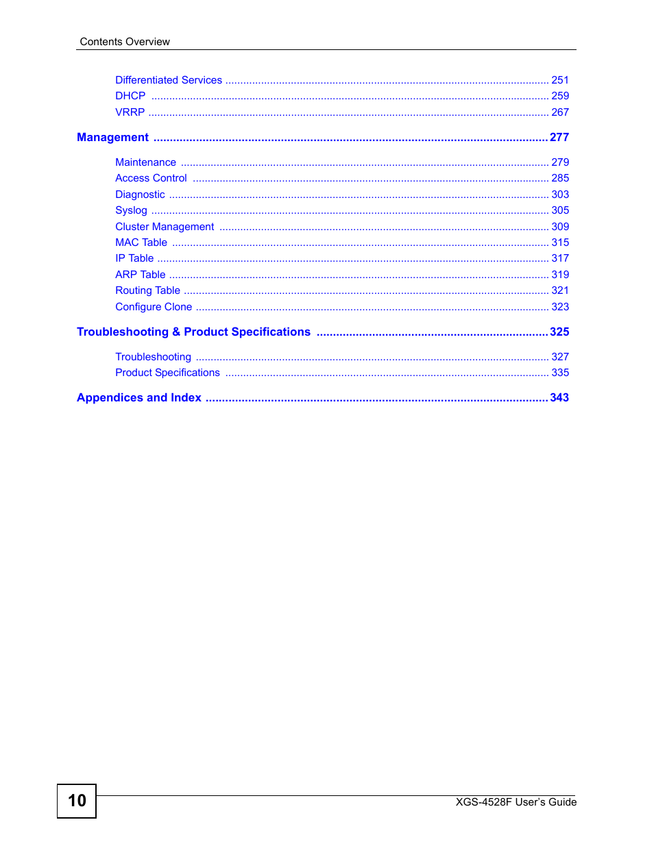 ZyXEL Communications XGS-4528F User Manual | Page 10 / 372