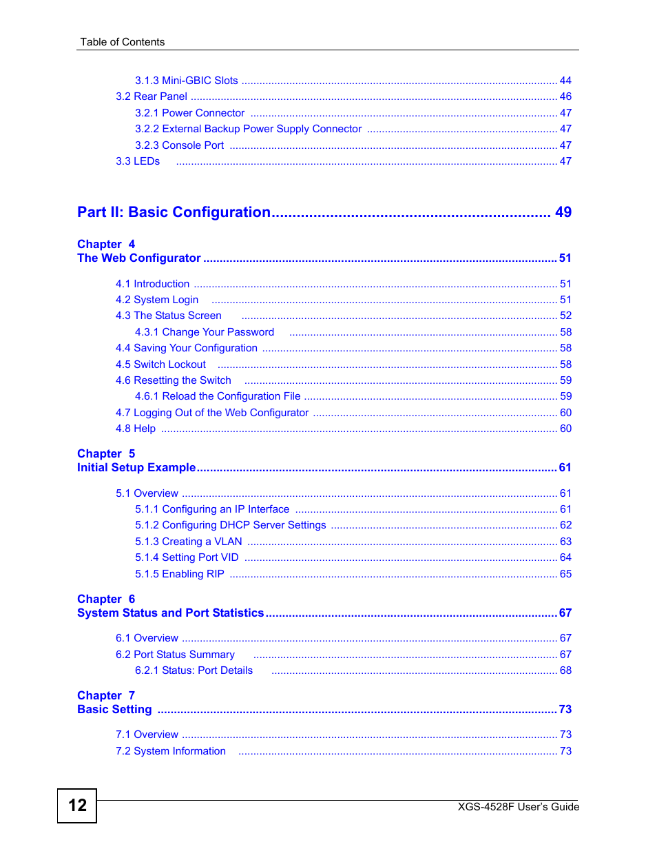 Part ii: basic configuration | ZyXEL Communications XGS-4528F User Manual | Page 12 / 372