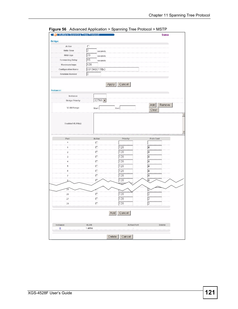 ZyXEL Communications XGS-4528F User Manual | Page 121 / 372