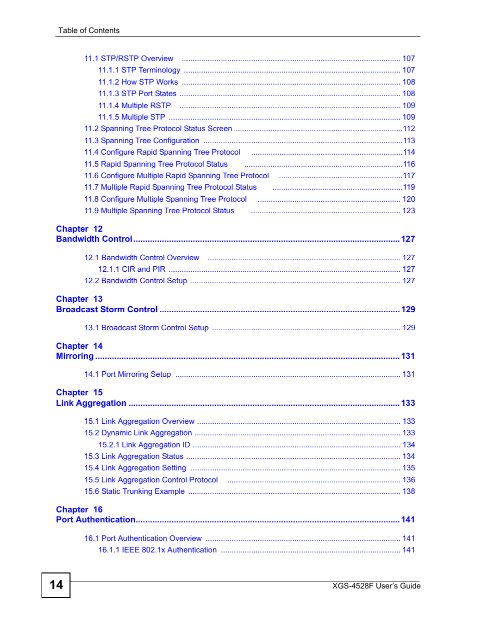 ZyXEL Communications XGS-4528F User Manual | Page 14 / 372