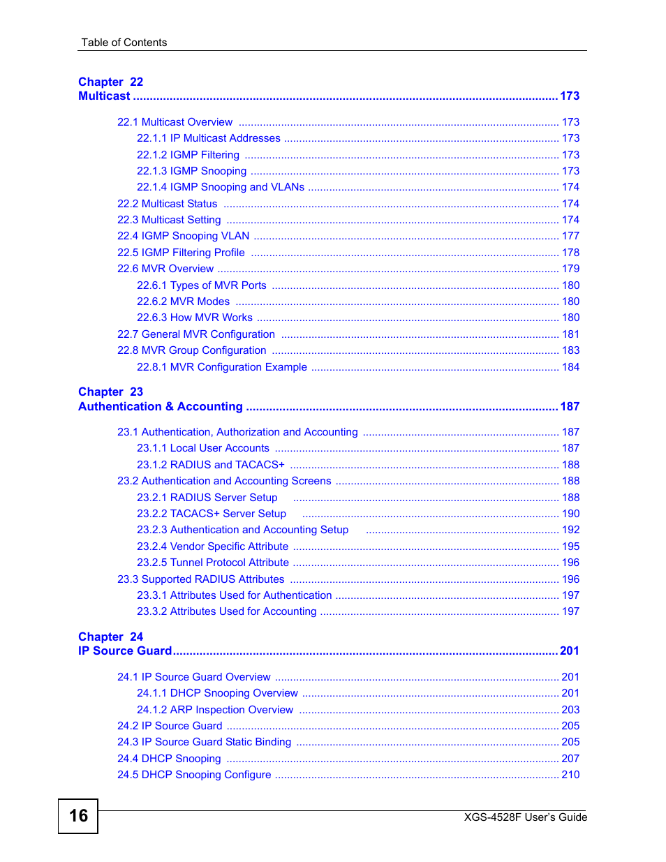 ZyXEL Communications XGS-4528F User Manual | Page 16 / 372