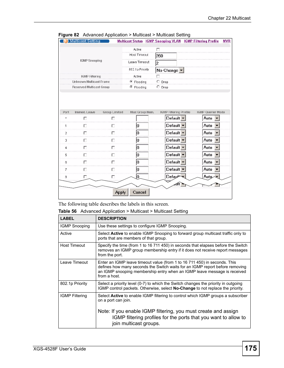 ZyXEL Communications XGS-4528F User Manual | Page 175 / 372