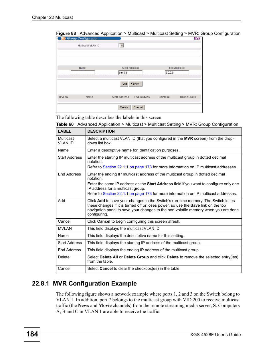 1 mvr configuration example | ZyXEL Communications XGS-4528F User Manual | Page 184 / 372