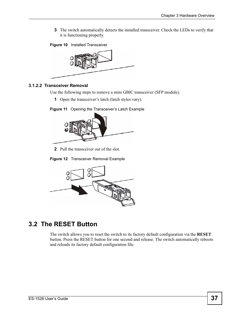 2 the reset button | ZyXEL Communications ZyXEL Dimension ES-1528 User Manual | Page 37 / 170