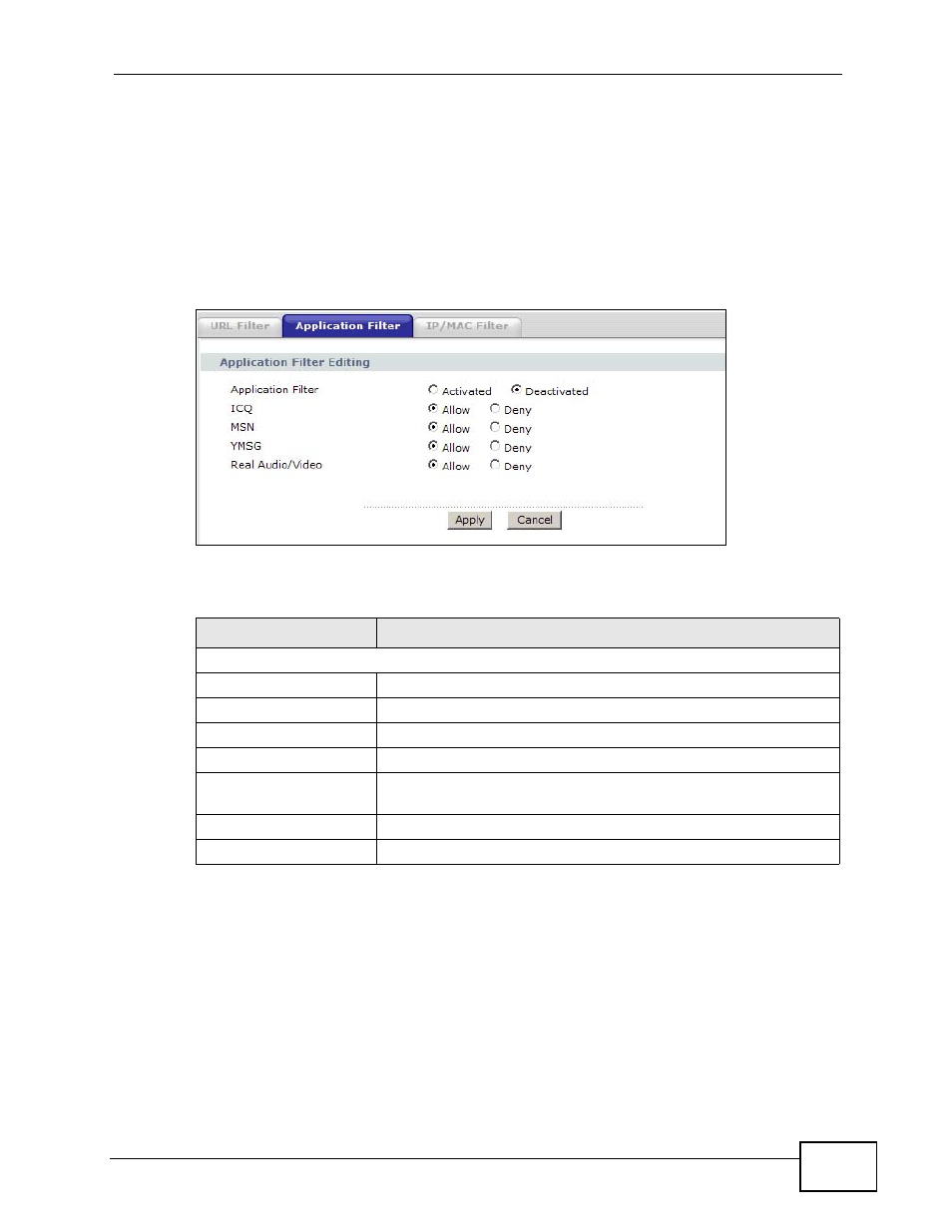 3 the application filter screen | ZyXEL Communications P-660HN-TxA User Manual | Page 157 / 324
