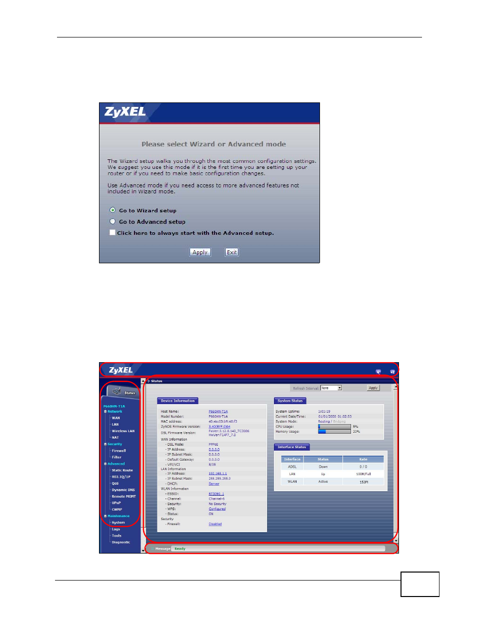 2 the main screen, Bc d a | ZyXEL Communications P-660HN-TxA User Manual | Page 31 / 324