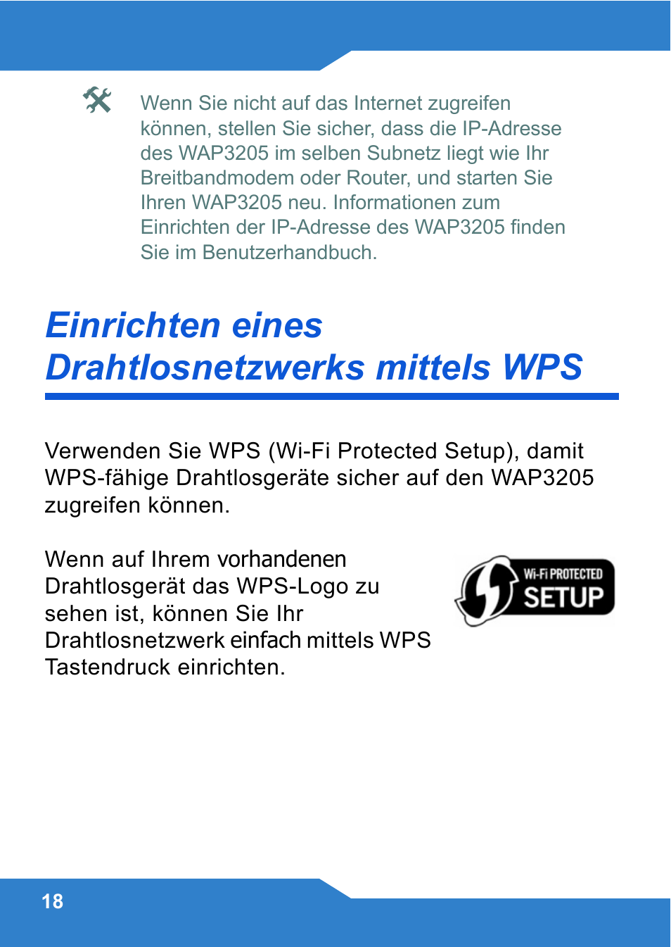 Einrichten eines drahtlosnetzwerks mittels wps | ZyXEL Communications WAP3205 User Manual | Page 18 / 78
