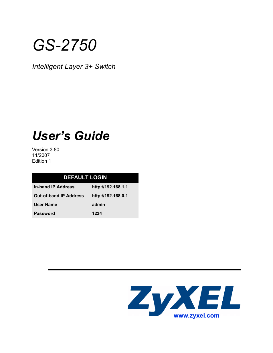 ZyXEL Communications GS-2750 User Manual | 336 pages