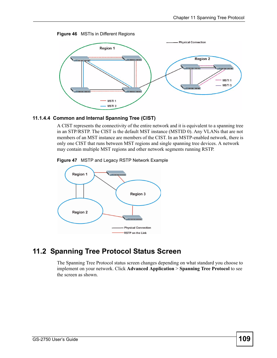 2 spanning tree protocol status screen | ZyXEL Communications GS-2750 User Manual | Page 109 / 336