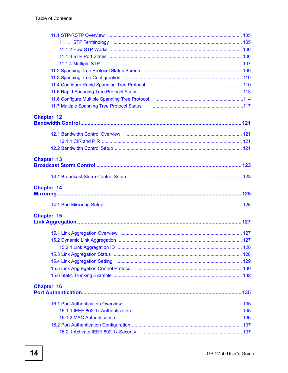 ZyXEL Communications GS-2750 User Manual | Page 14 / 336