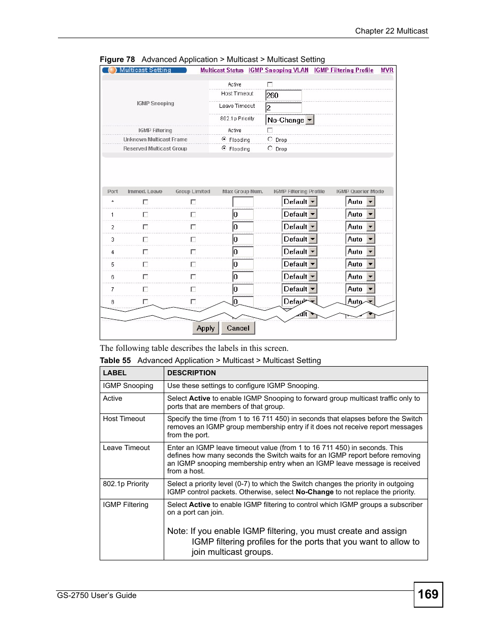 ZyXEL Communications GS-2750 User Manual | Page 169 / 336