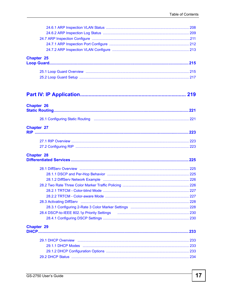 Part iv: ip application | ZyXEL Communications GS-2750 User Manual | Page 17 / 336