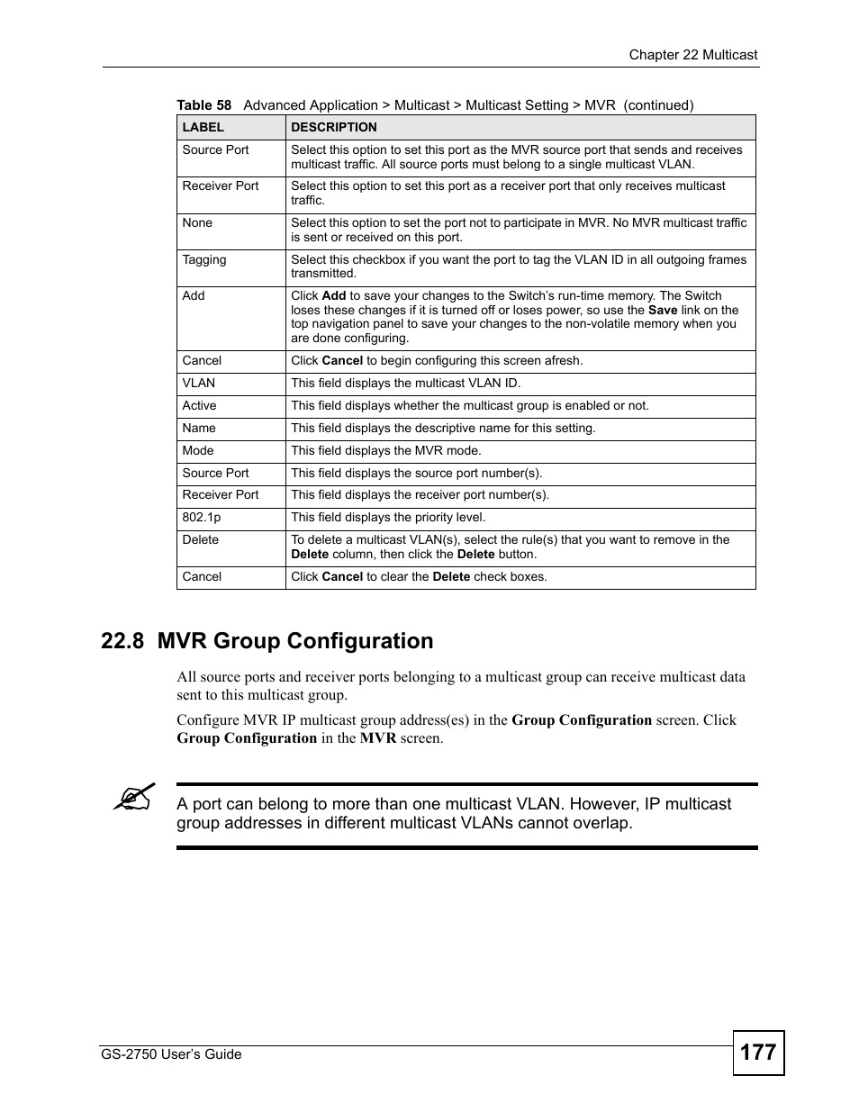 8 mvr group configuration | ZyXEL Communications GS-2750 User Manual | Page 177 / 336
