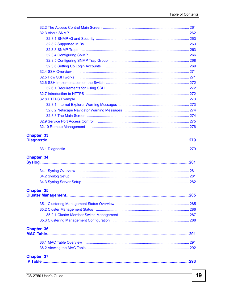 ZyXEL Communications GS-2750 User Manual | Page 19 / 336