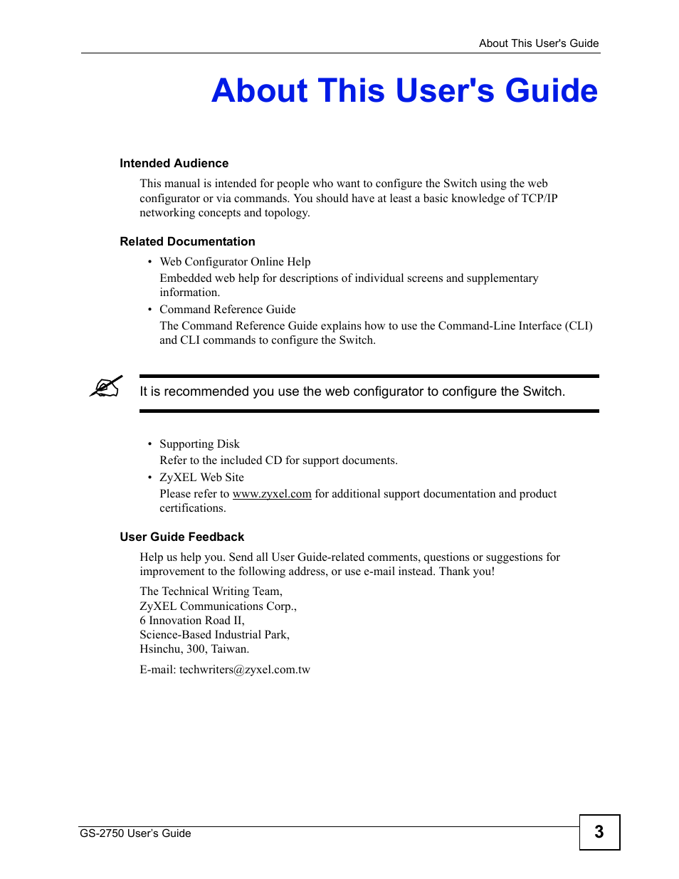 About this user's guide | ZyXEL Communications GS-2750 User Manual | Page 3 / 336