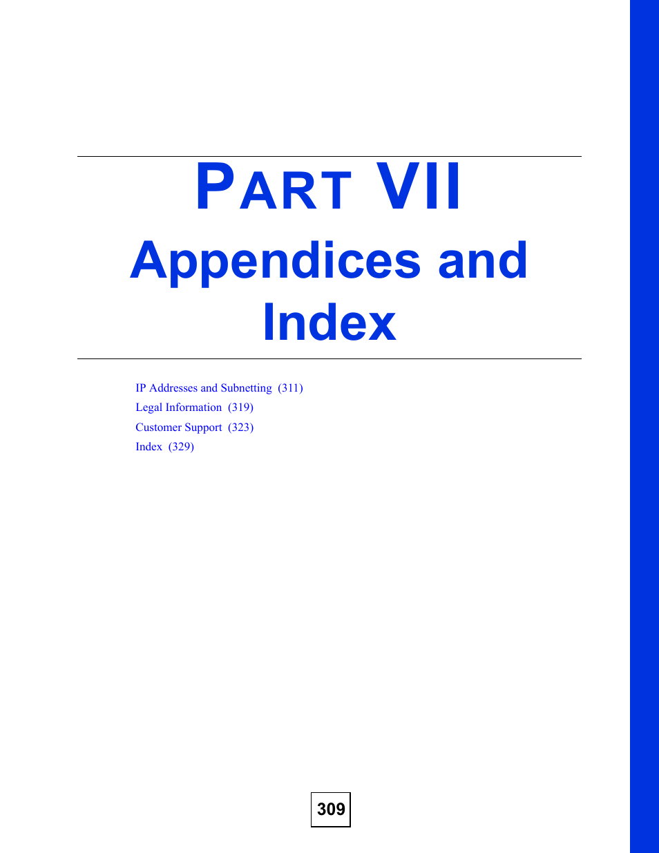 Appendices and index, Part vii: appendices and index | ZyXEL Communications GS-2750 User Manual | Page 309 / 336