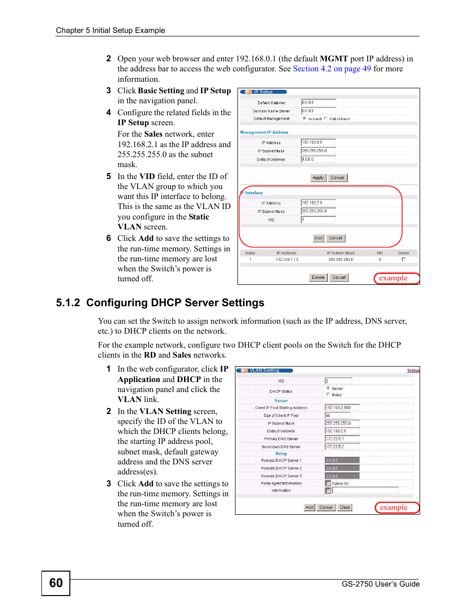 2 configuring dhcp server settings | ZyXEL Communications GS-2750 User Manual | Page 60 / 336