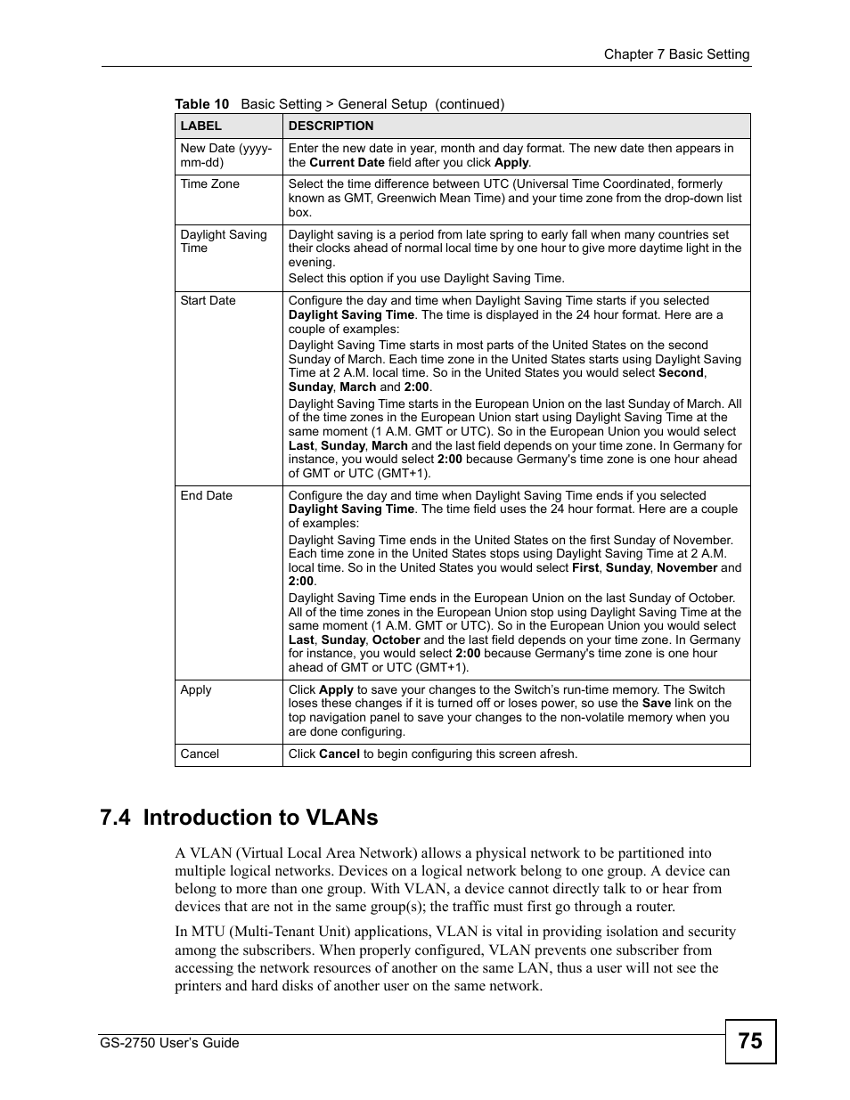 4 introduction to vlans, 75 7.4 introduction to vlans | ZyXEL Communications GS-2750 User Manual | Page 75 / 336