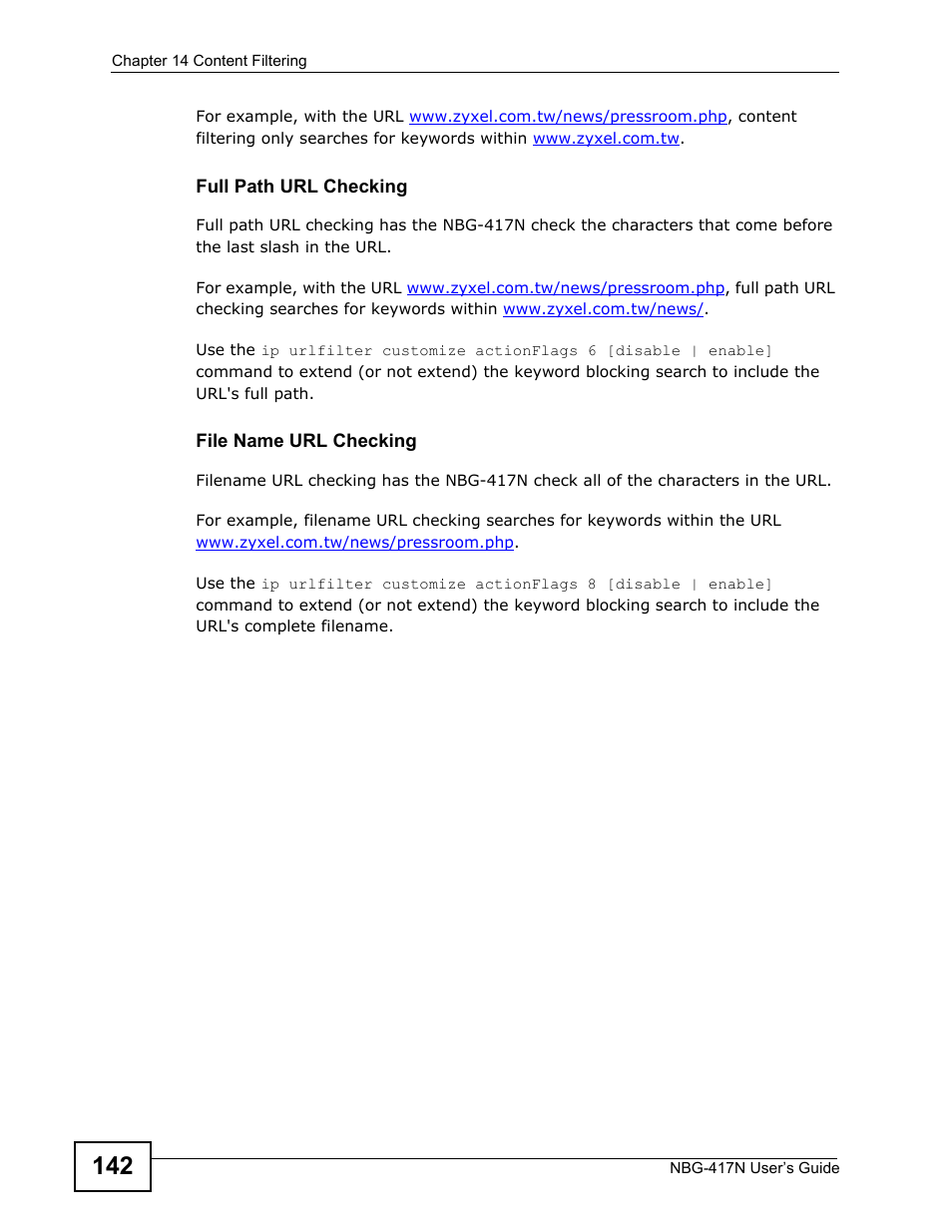 ZyXEL Communications NBG-417N User Manual | Page 142 / 270