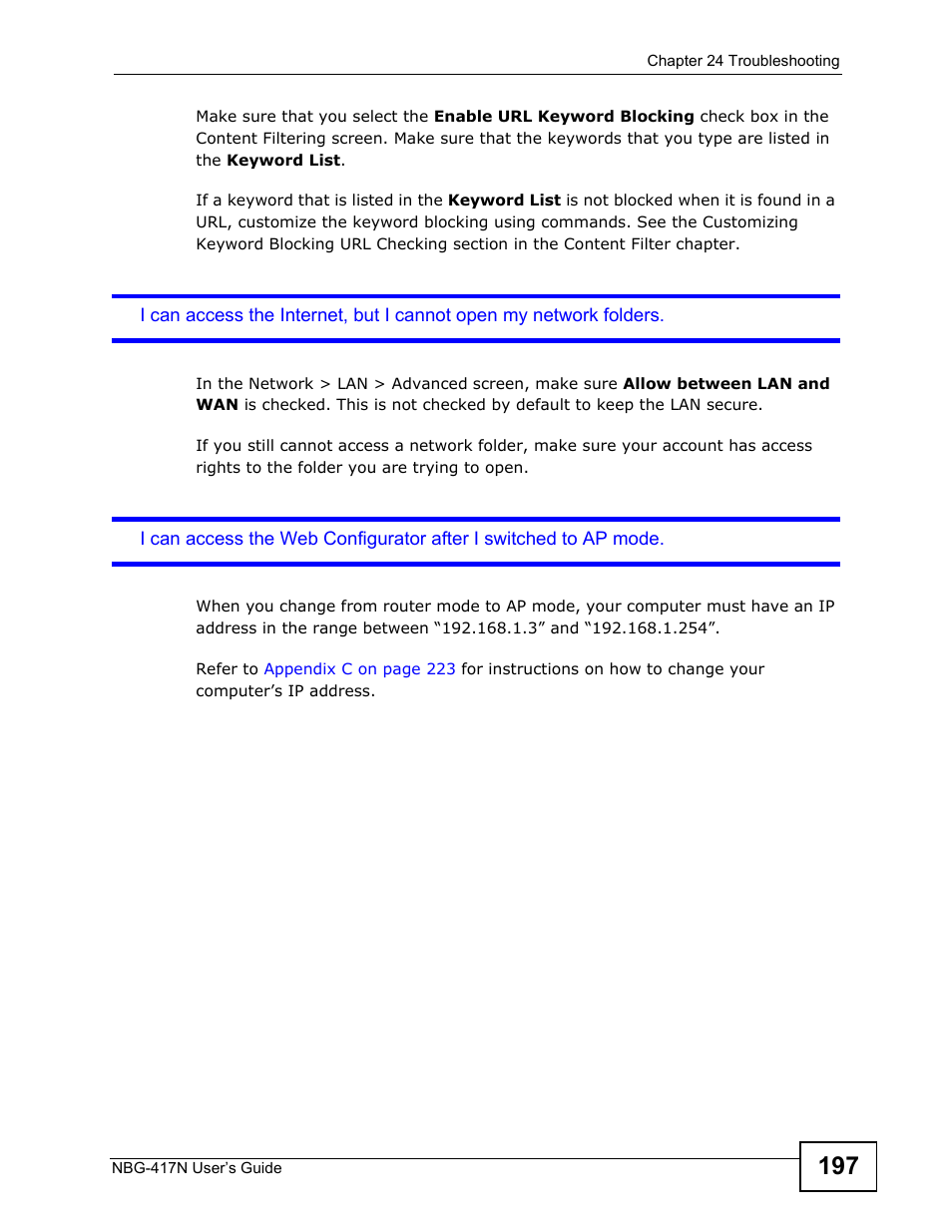 ZyXEL Communications NBG-417N User Manual | Page 197 / 270