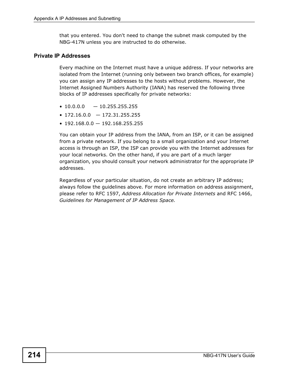 ZyXEL Communications NBG-417N User Manual | Page 214 / 270