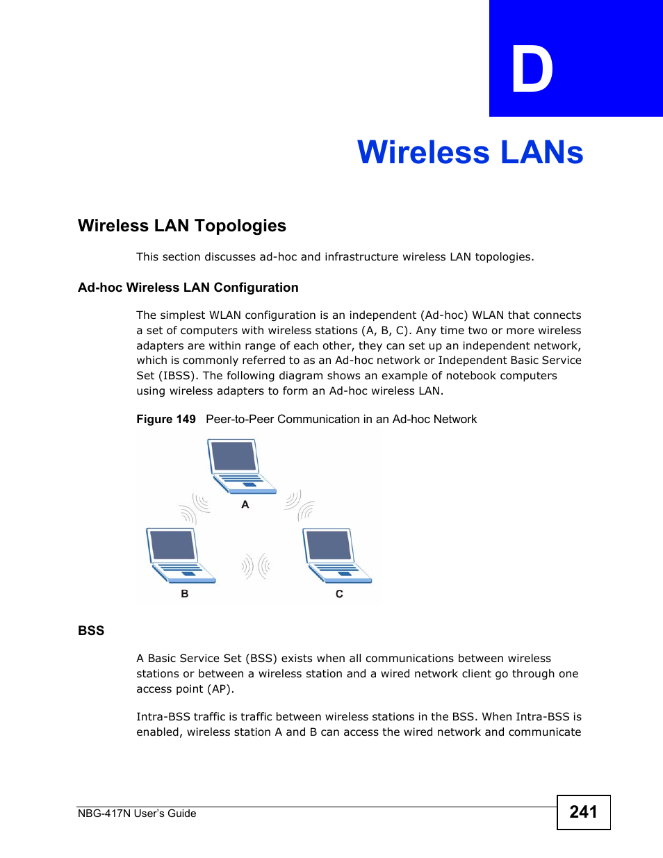 Wireless lans, Appendix d wireless lans, Wireless lans (241) | ZyXEL Communications NBG-417N User Manual | Page 241 / 270