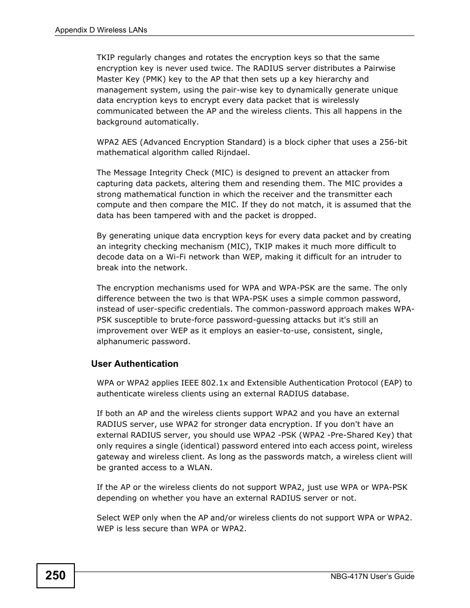 ZyXEL Communications NBG-417N User Manual | Page 250 / 270