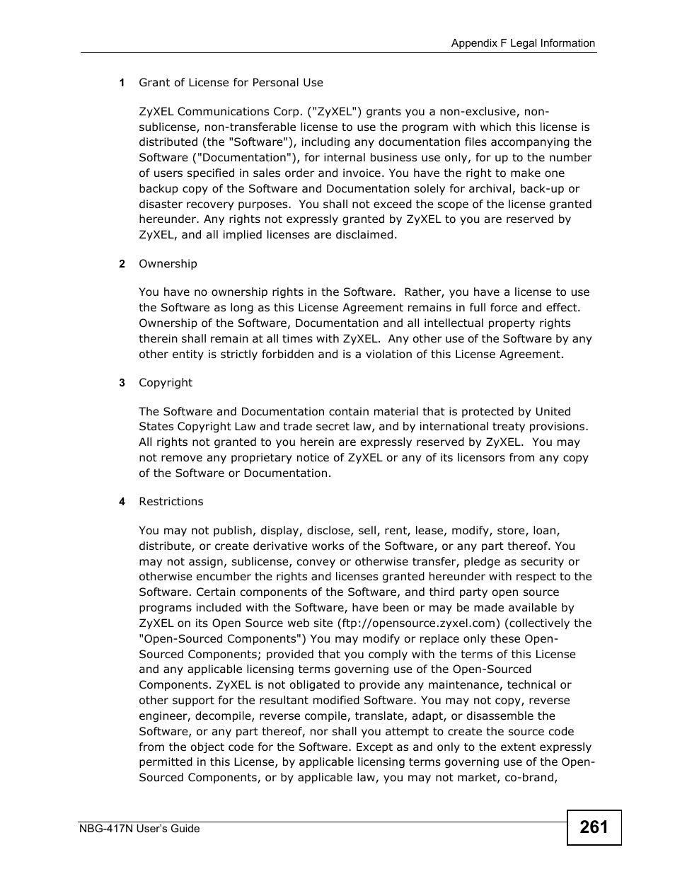 ZyXEL Communications NBG-417N User Manual | Page 261 / 270