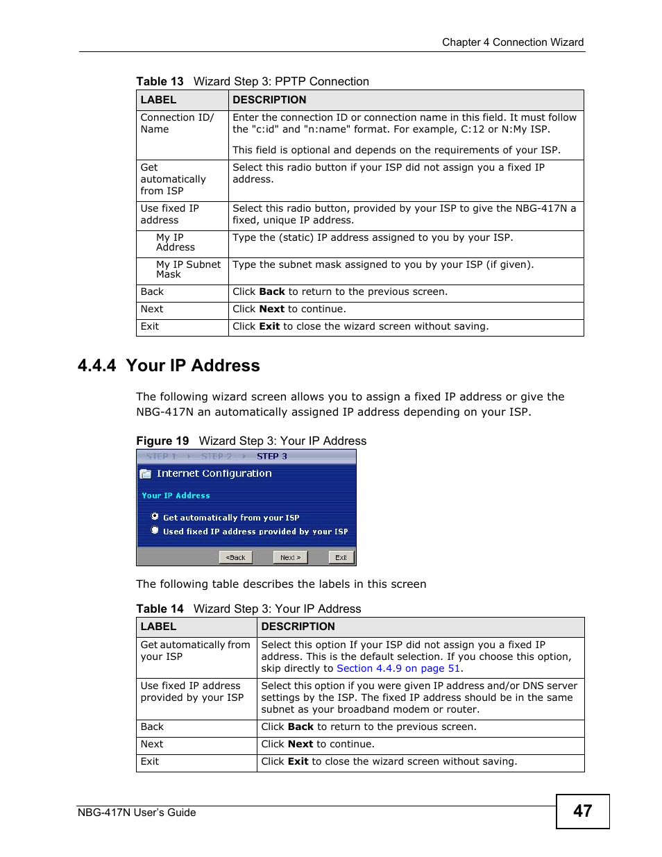 4 your ip address | ZyXEL Communications NBG-417N User Manual | Page 47 / 270