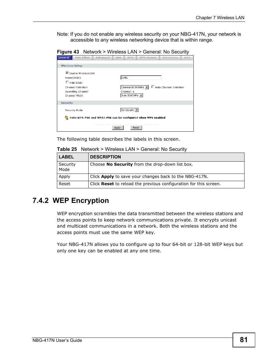 2 wep encryption | ZyXEL Communications NBG-417N User Manual | Page 81 / 270
