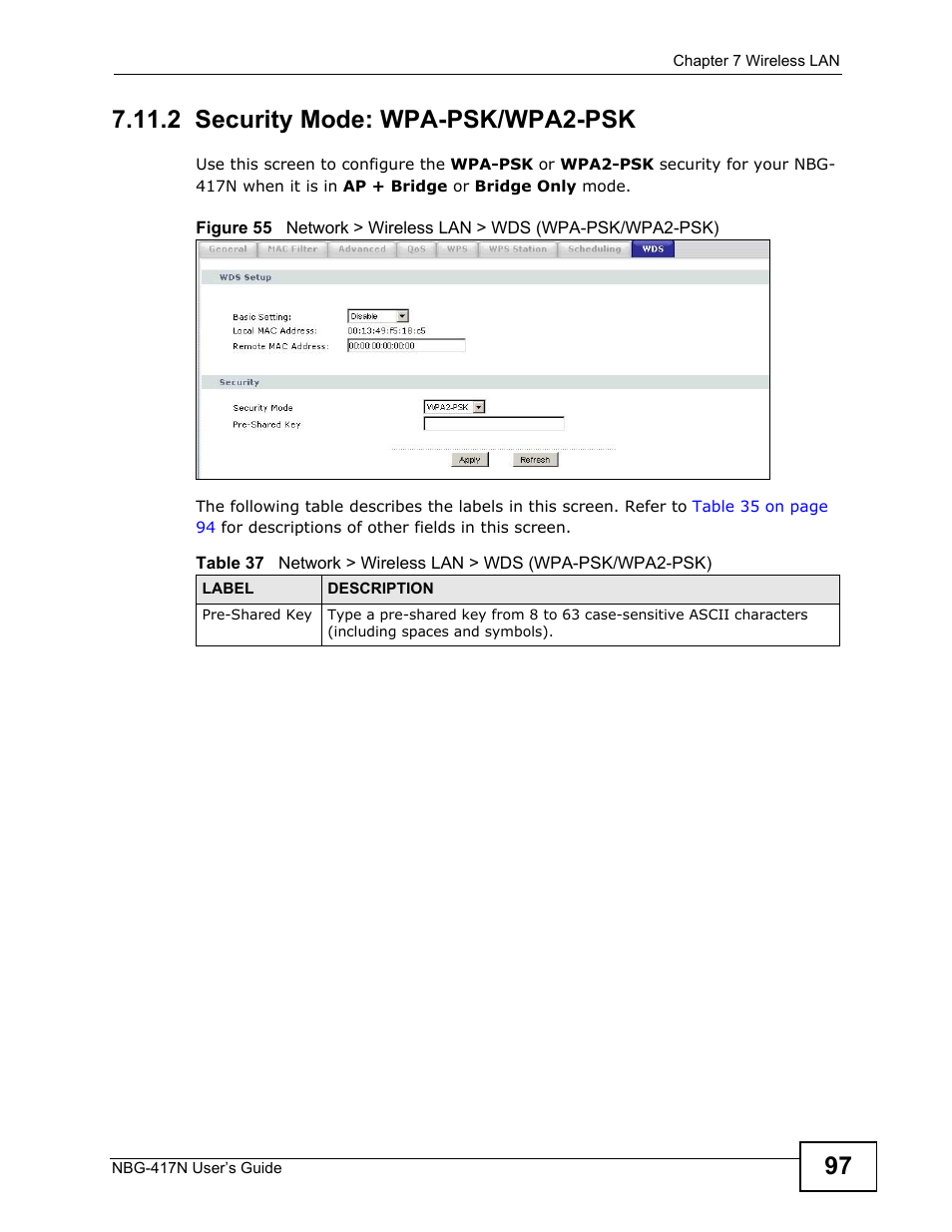 2 security mode: wpa-psk/wpa2-psk, Er to | ZyXEL Communications NBG-417N User Manual | Page 97 / 270