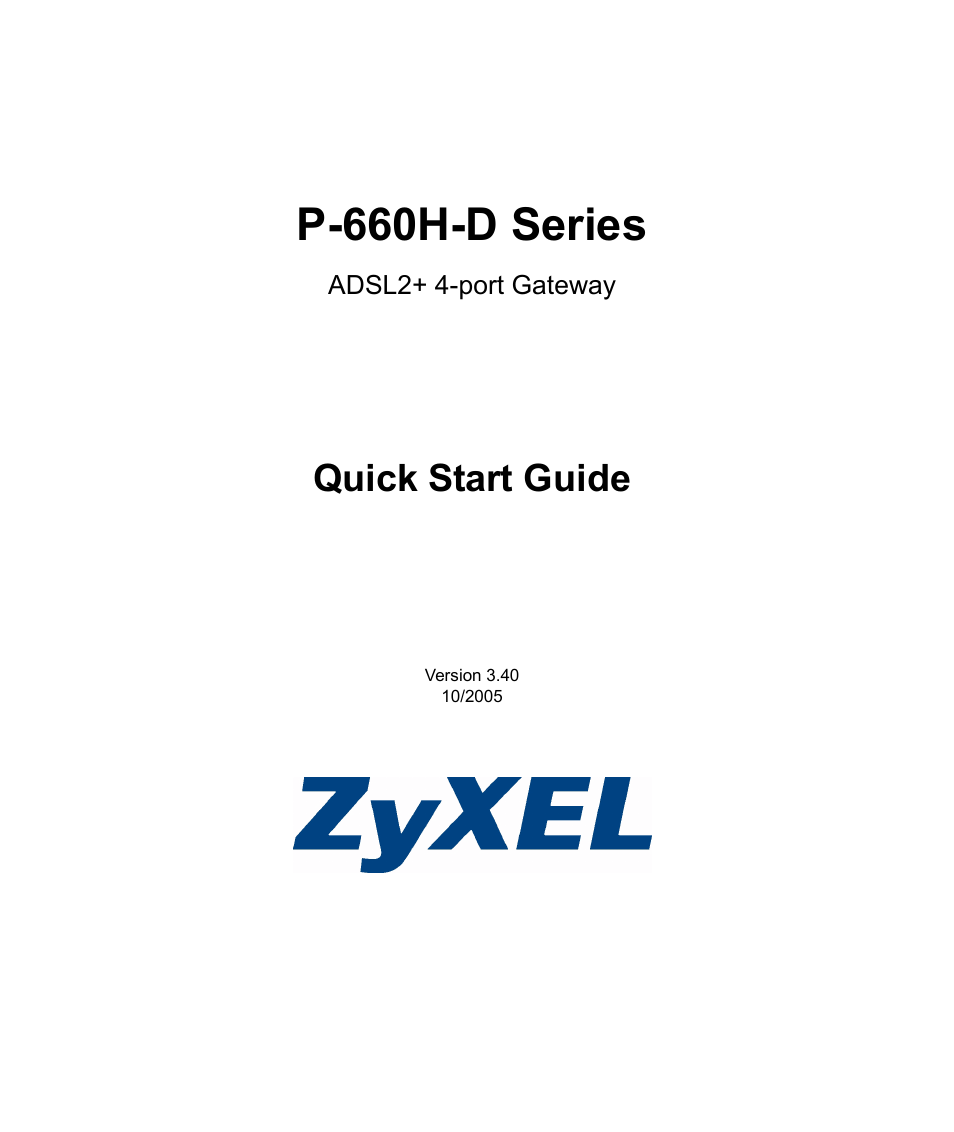 ZyXEL Communications ADSL2+ 4-port Gateway P-660H-D Series User Manual | 10 pages