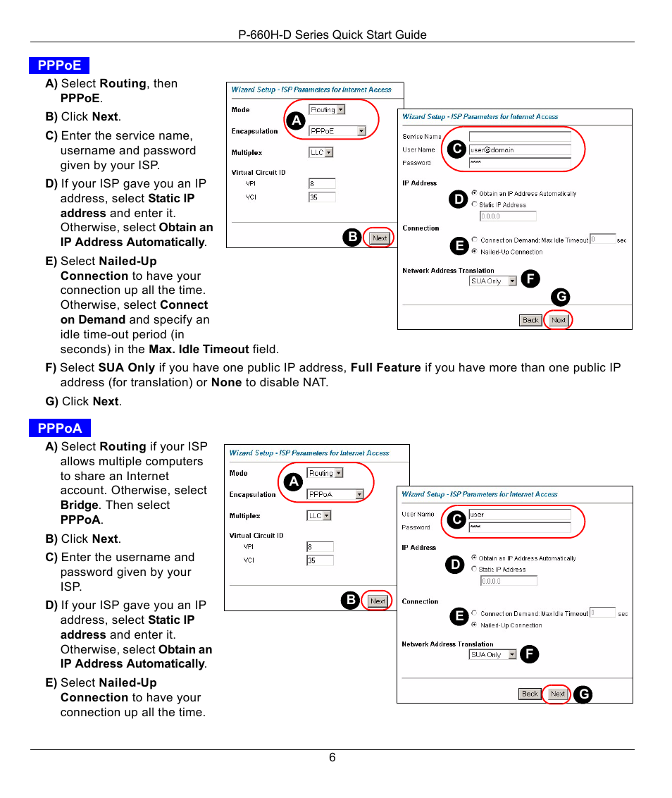 ZyXEL Communications ADSL2+ 4-port Gateway P-660H-D Series User Manual | Page 6 / 10