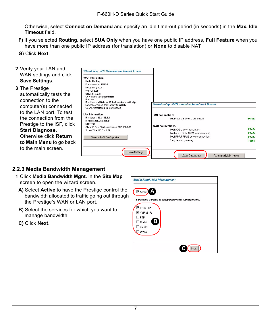 ZyXEL Communications ADSL2+ 4-port Gateway P-660H-D Series User Manual | Page 7 / 10