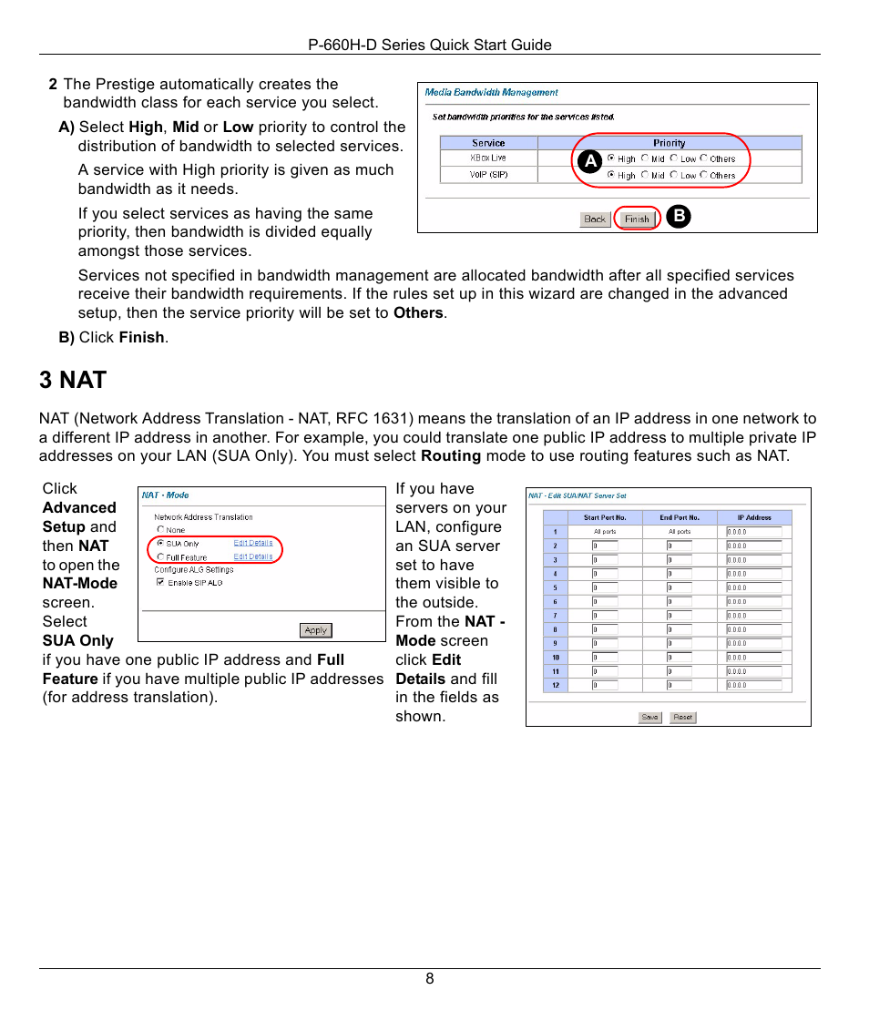 3 nat | ZyXEL Communications ADSL2+ 4-port Gateway P-660H-D Series User Manual | Page 8 / 10