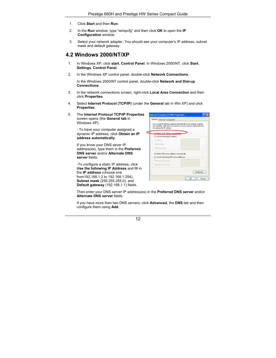 Windows 2000/nt/xp | ZyXEL Communications Prestige 660H Series User Manual | Page 12 / 40