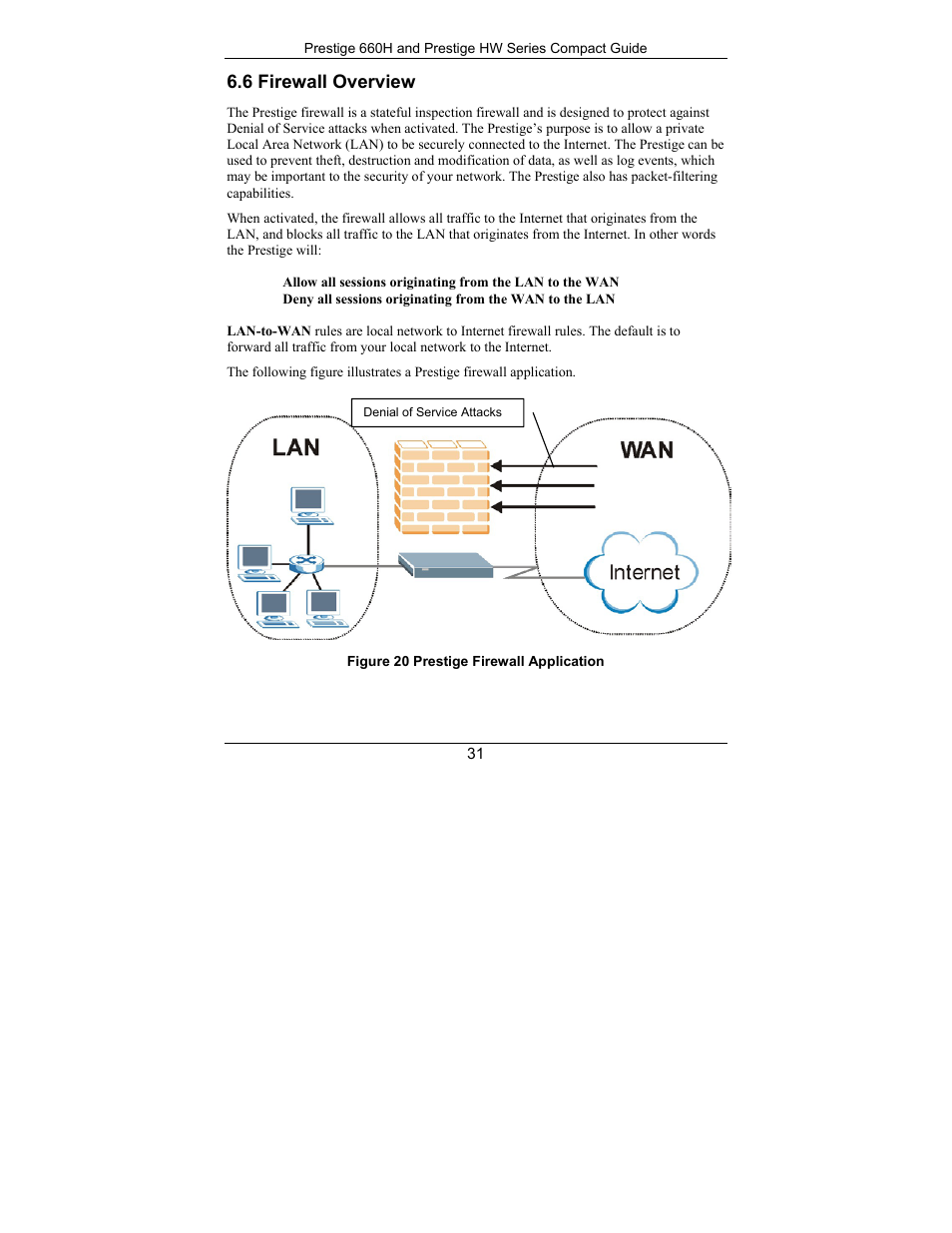 Firewall overview, 6 firewall overview | ZyXEL Communications Prestige 660H Series User Manual | Page 31 / 40