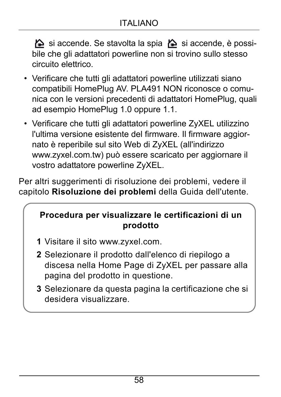 ZyXEL Communications Powerline Ethernet Multiplug Center PLA491 User Manual | Page 58 / 71