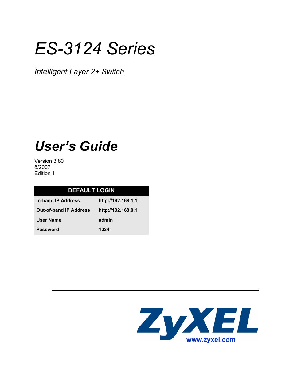 ZyXEL Communications ES-3124 User Manual | 354 pages