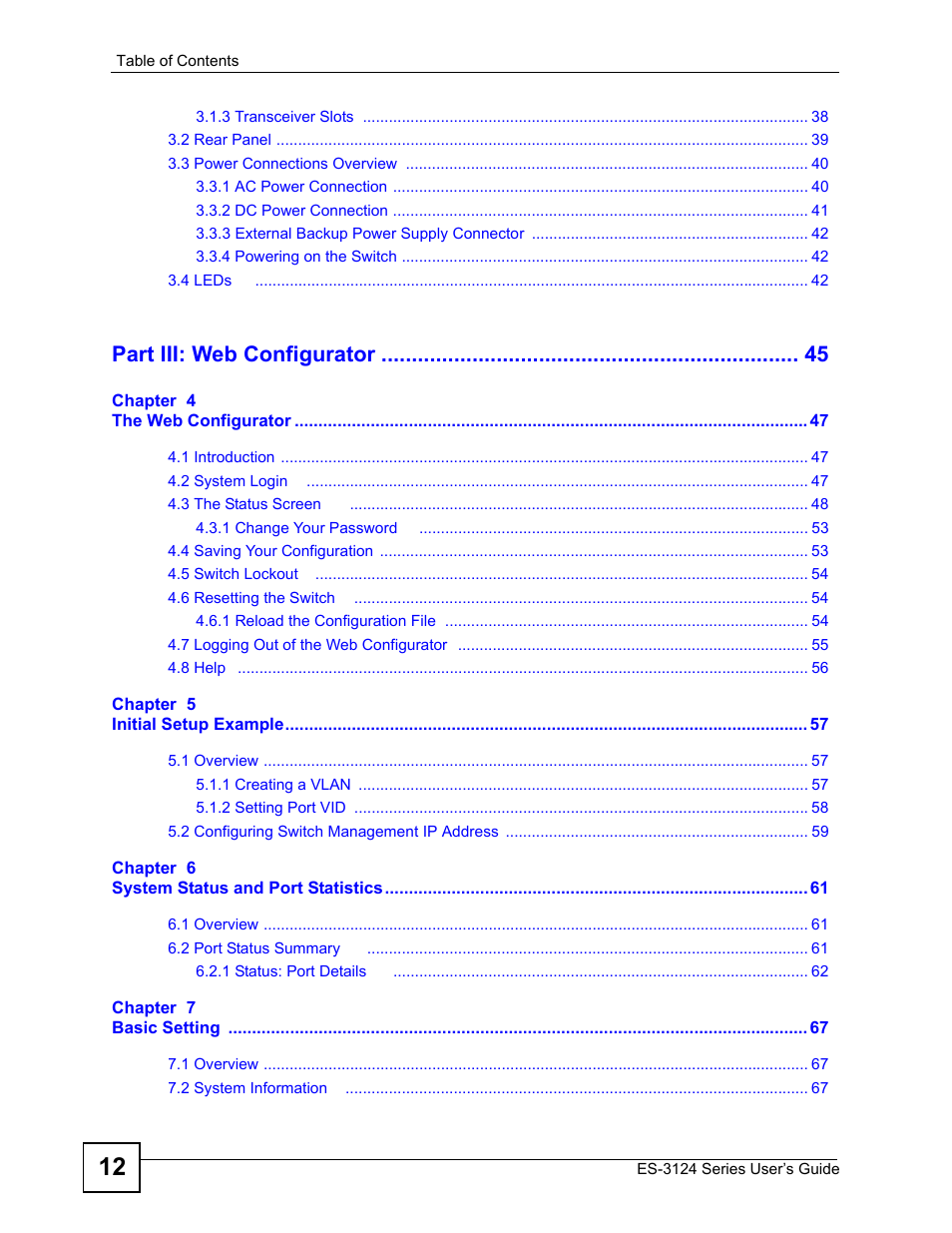 Part iii: web configurator | ZyXEL Communications ES-3124 User Manual | Page 12 / 354