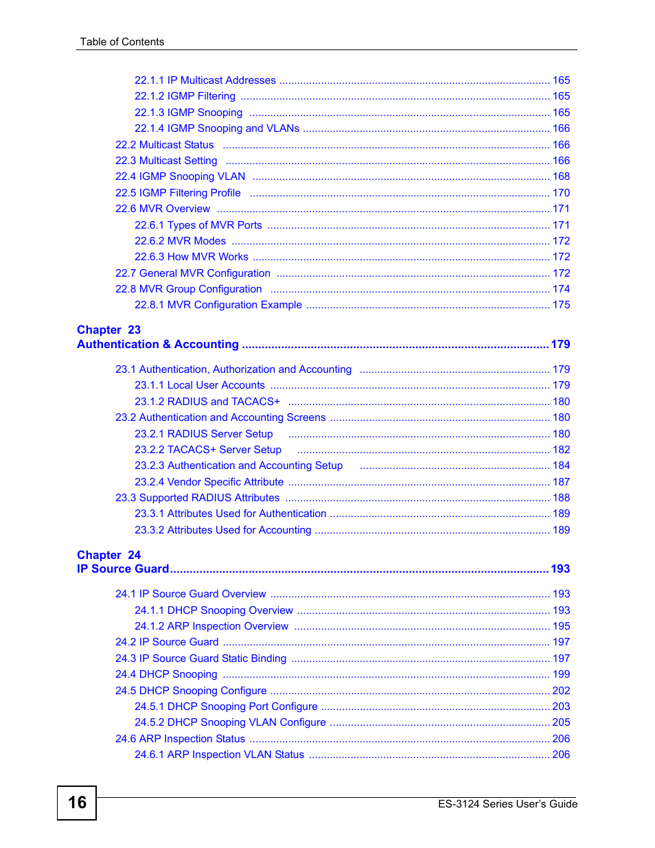 ZyXEL Communications ES-3124 User Manual | Page 16 / 354