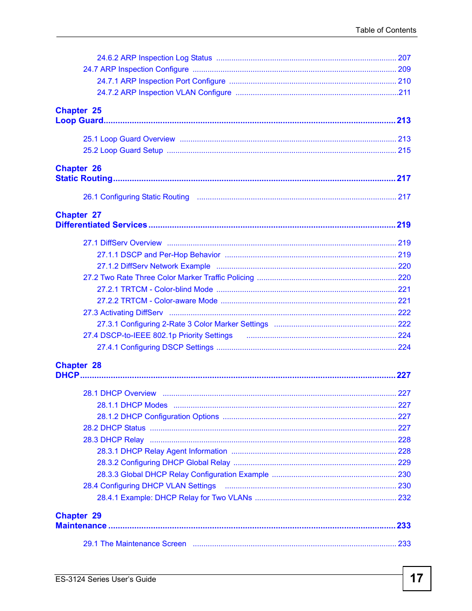 ZyXEL Communications ES-3124 User Manual | Page 17 / 354