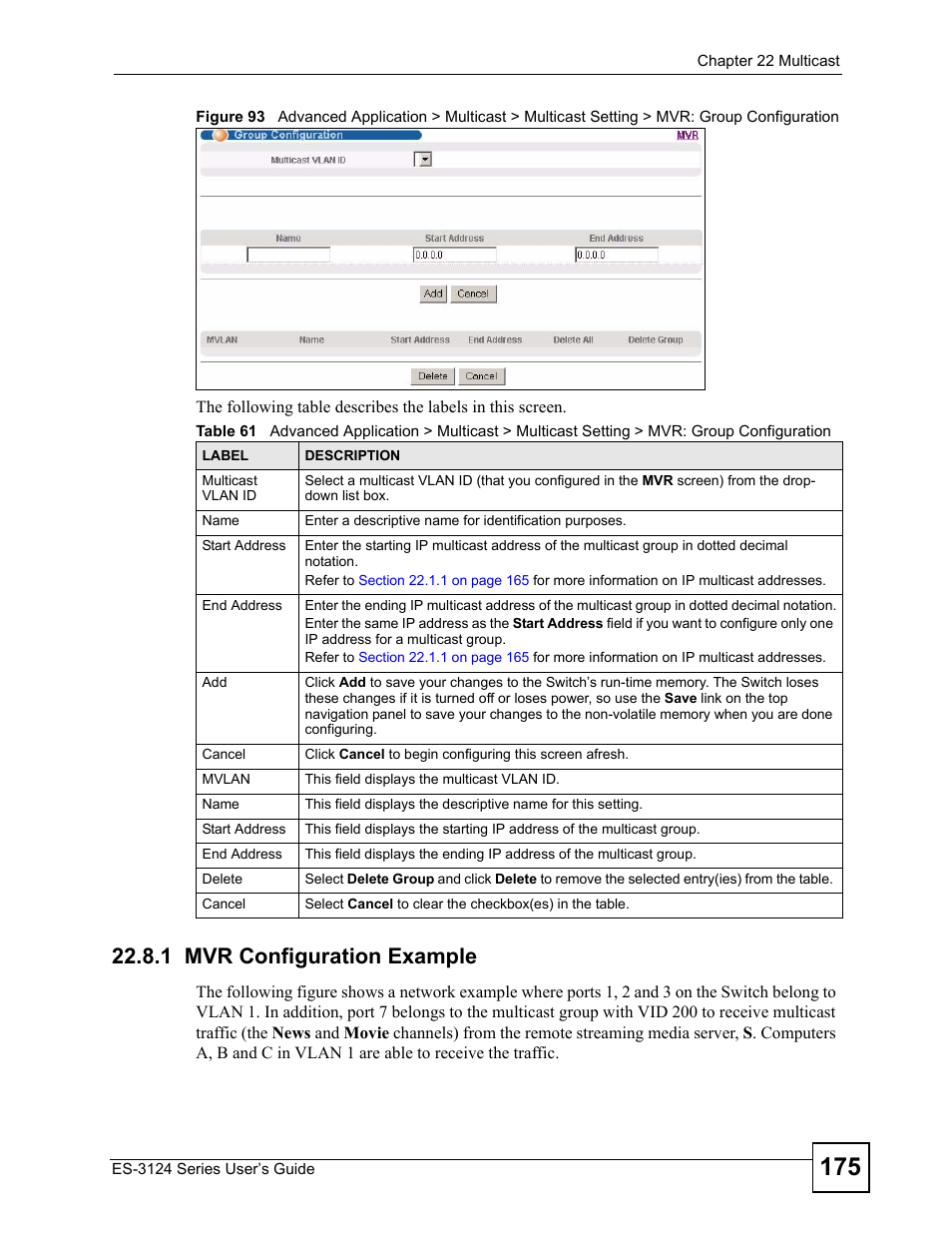 1 mvr configuration example | ZyXEL Communications ES-3124 User Manual | Page 175 / 354