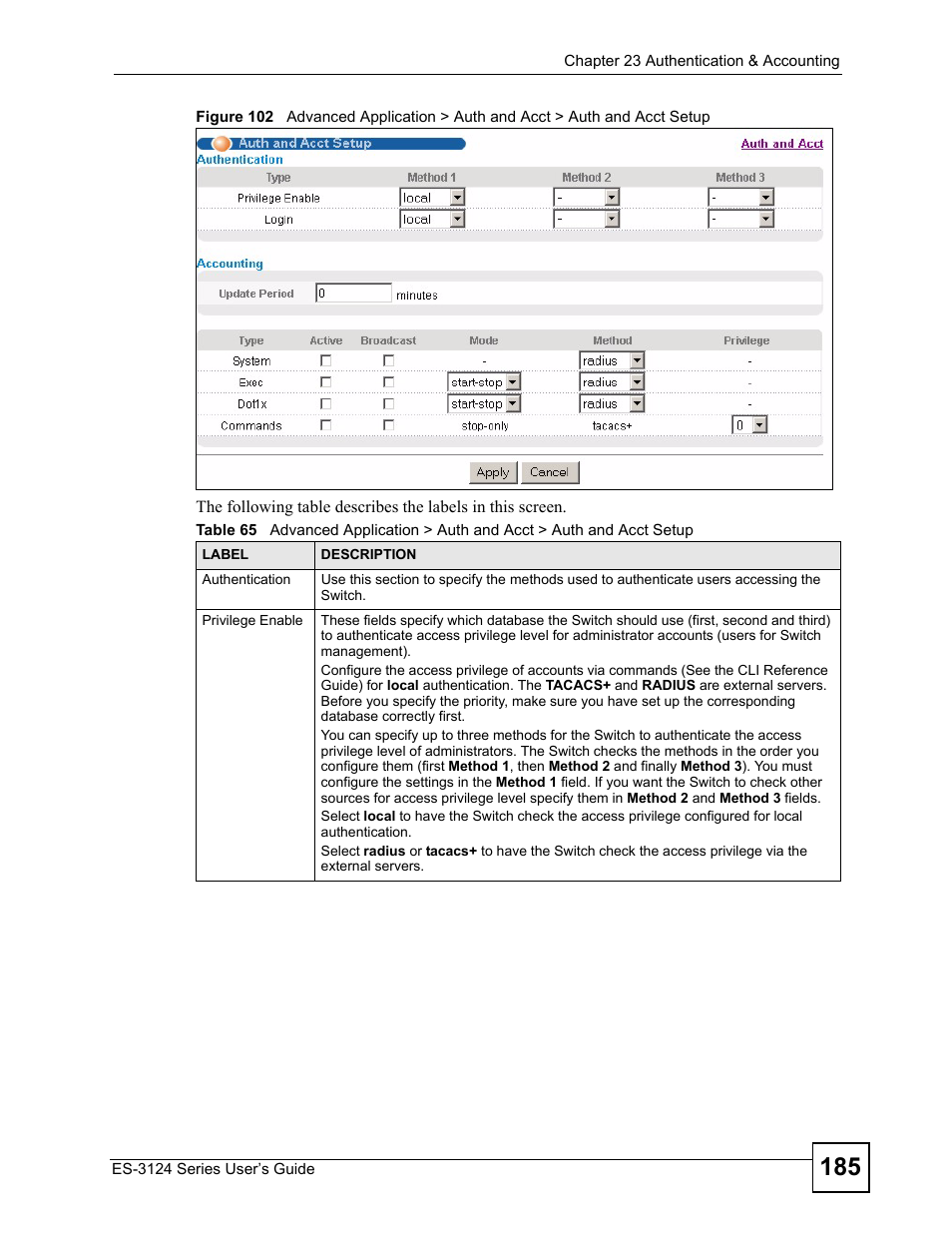 ZyXEL Communications ES-3124 User Manual | Page 185 / 354