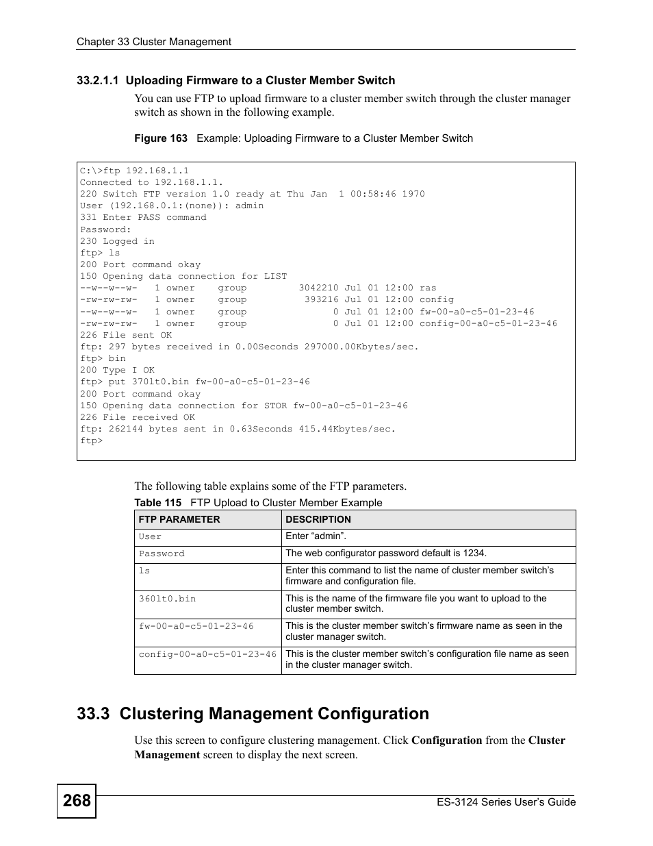 3 clustering management configuration | ZyXEL Communications ES-3124 User Manual | Page 268 / 354