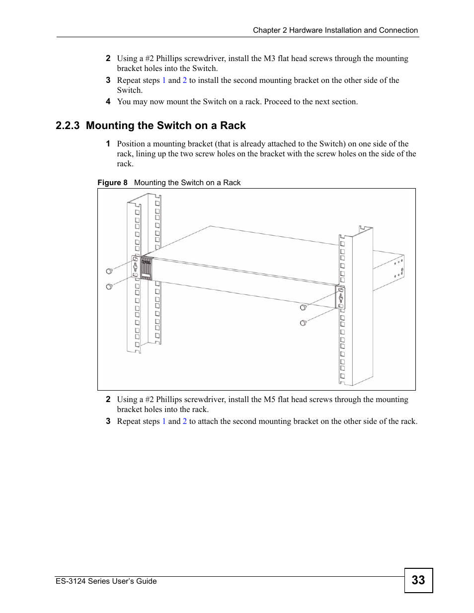 3 mounting the switch on a rack | ZyXEL Communications ES-3124 User Manual | Page 33 / 354