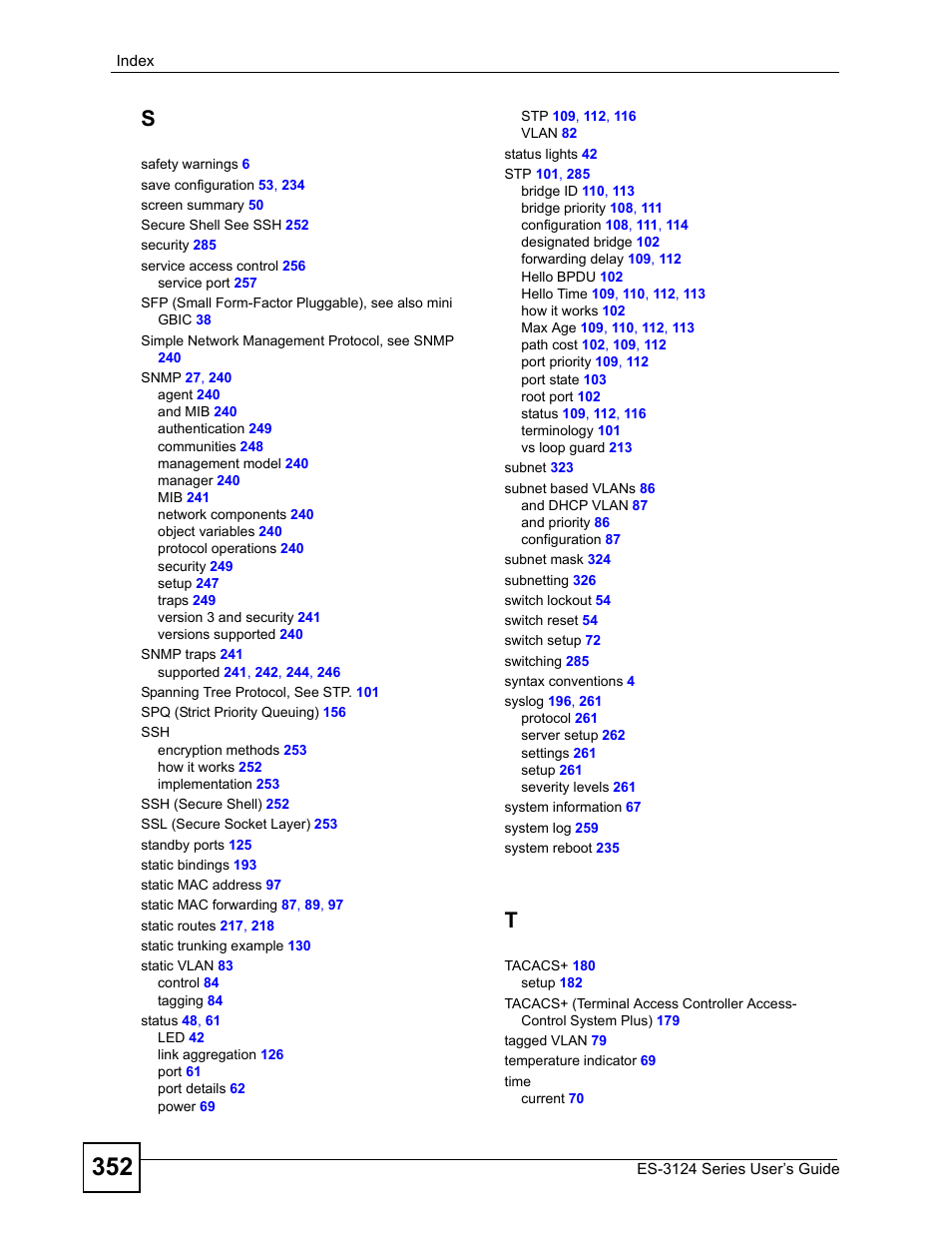 ZyXEL Communications ES-3124 User Manual | Page 352 / 354