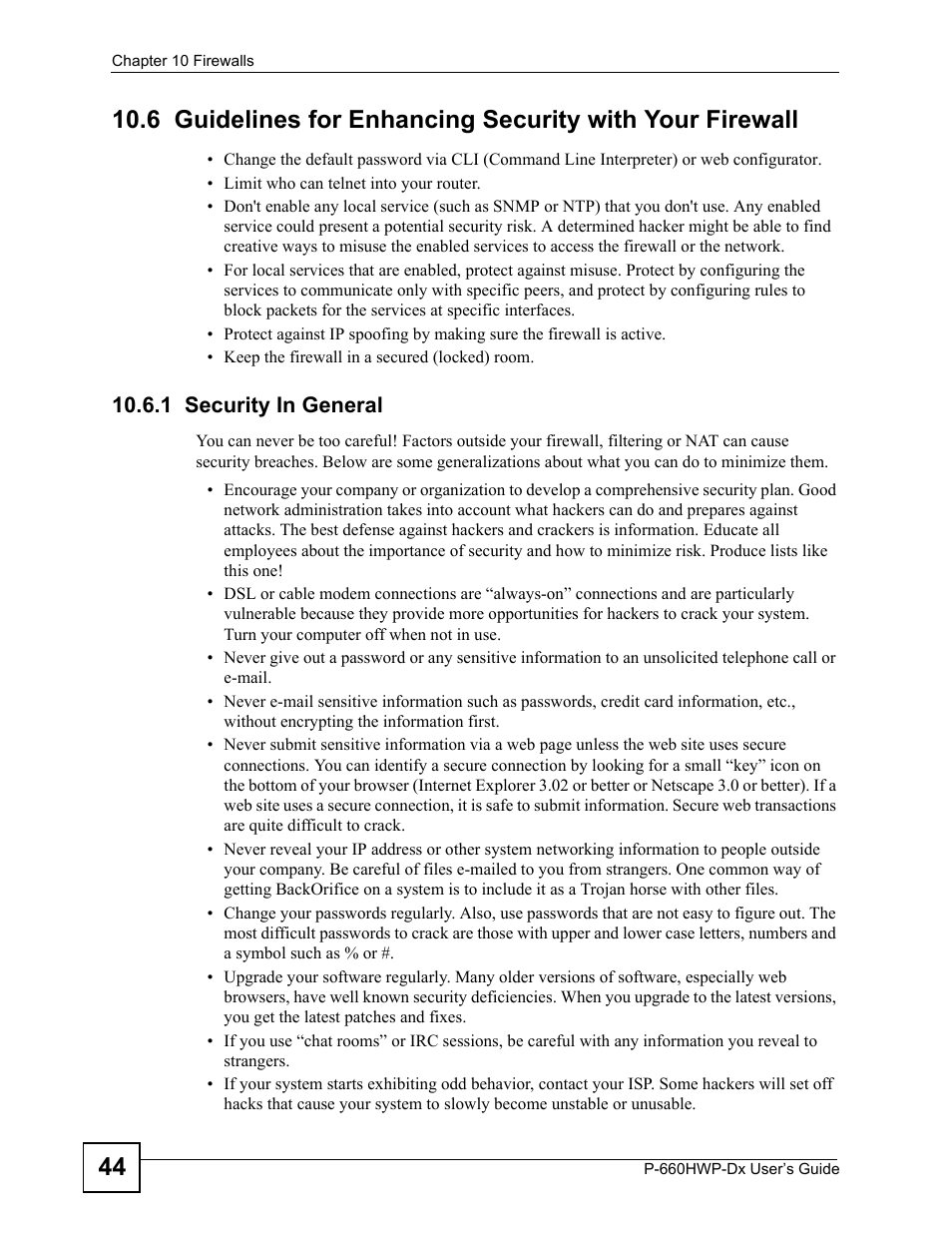 1 security in general | ZyXEL Communications 802.11g HomePlug AV ADSL2+ Gateway P-660HWP-Dx User Manual | Page 166 / 402