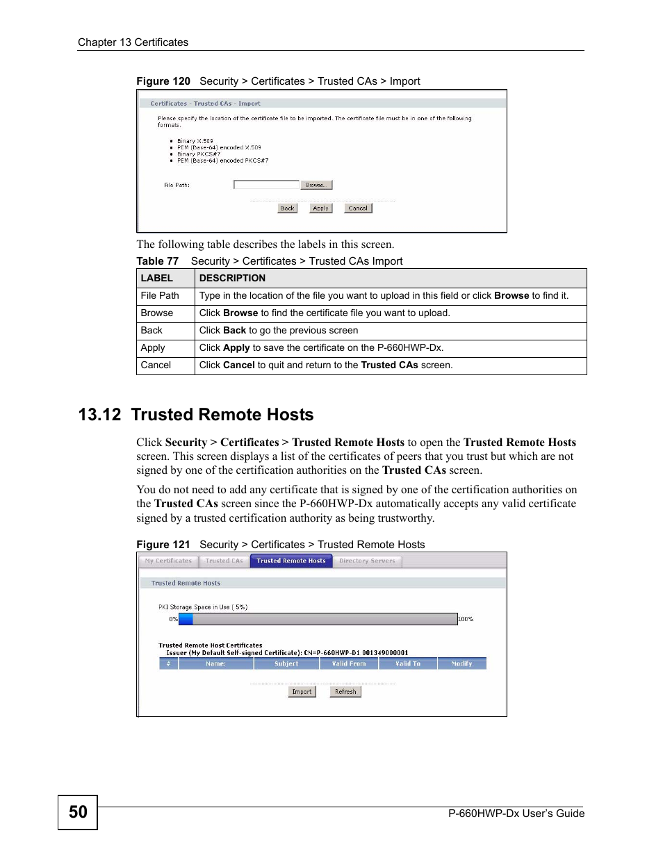 12 trusted remote hosts | ZyXEL Communications 802.11g HomePlug AV ADSL2+ Gateway P-660HWP-Dx User Manual | Page 210 / 402